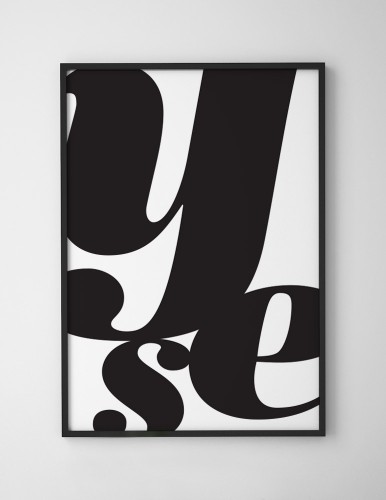 Czarno-biały plakat typograficzny 'YES'