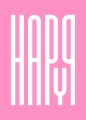 Różowy plakat Happy - typografia geometryczna