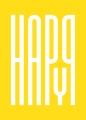Żółty plakat Happy - typografia geometryczna