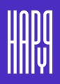 Niebieski plakat Happy - typografia geometryczna
