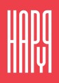 Czerwony plakat Happy - typografia geometryczna