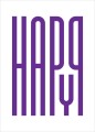 Fioletowy plakat Happy - typografia geometryczna