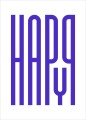 Fioletowy plakat Happy - typografia geometryczna