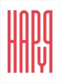 Czerwony plakat Happy - typografia geometryczna