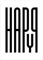 Czarny plakat Happy - typografia geometryczna