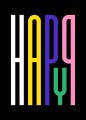 Optymistyczny plakat Happy - typografia geometryczna
