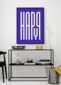 Plakat Happy - typografia geometryczna