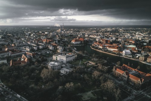 Panorama miasta Wrocław. Fotografia - Mateusz Gzik. Plakat do mieszkania.