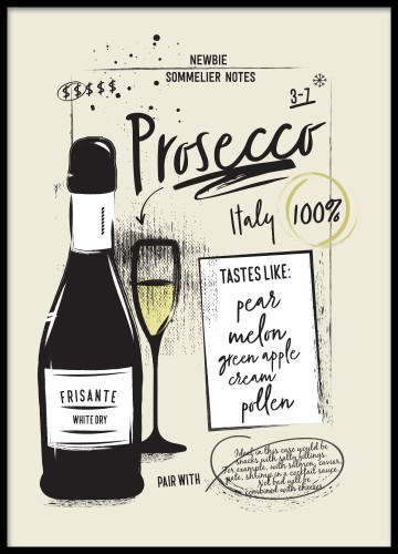 "Prosecco" - grafika na ścianę. Plakat do kuchni.