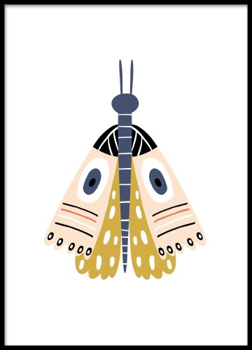 Motyl - grafika z bajkowym owadem. Plakat do wnętrza. 