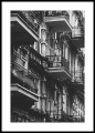 Wrocław Nadodrze - balkony przy ul. Cybulskiego. Czarno-biała fotografia architektury. Plakat do mieszkania.