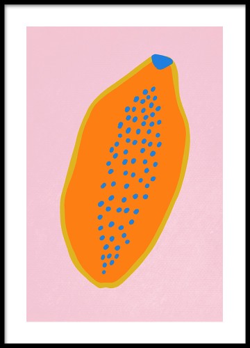 Plakat do kuchni No.29 - Papaja, Papaya, minimalistyczna grafika, plakat w stylu skandynawskim