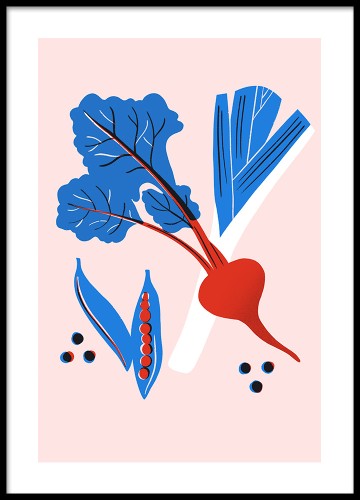 Plakat do kuchni No.41 - Warzywa, minimalistyczna grafika, plakat w stylu skandynawskim