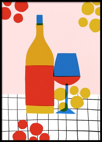 Plakat do kuchni No.43 - Wino V2, wine, minimalistyczna grafika, plakat w stylu skandynawskim
