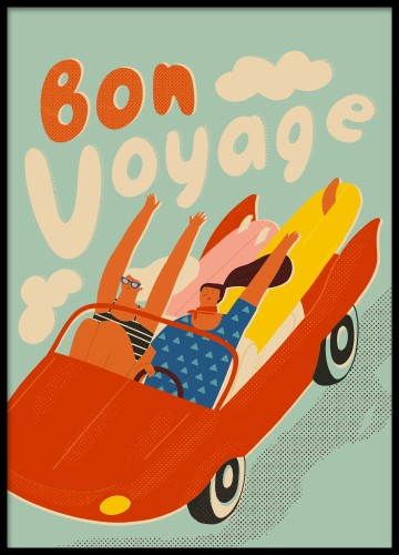 Bon voyage - plakat, grafika do mieszkania.
