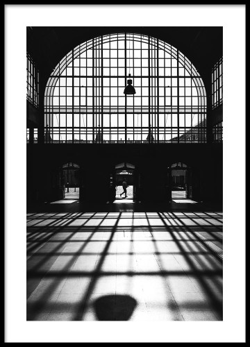 Plakat Wrocław – Dworzec Główny PKP V4, czarno-biała fotografia architektury